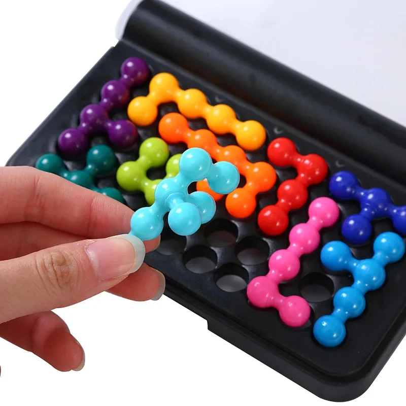 120 Challenges IQ 3D Puzzle Board Game Classic Pyramid Plate Pearl Logical Mind For Children Pyramid Beads Montessori Toys Gifts 3