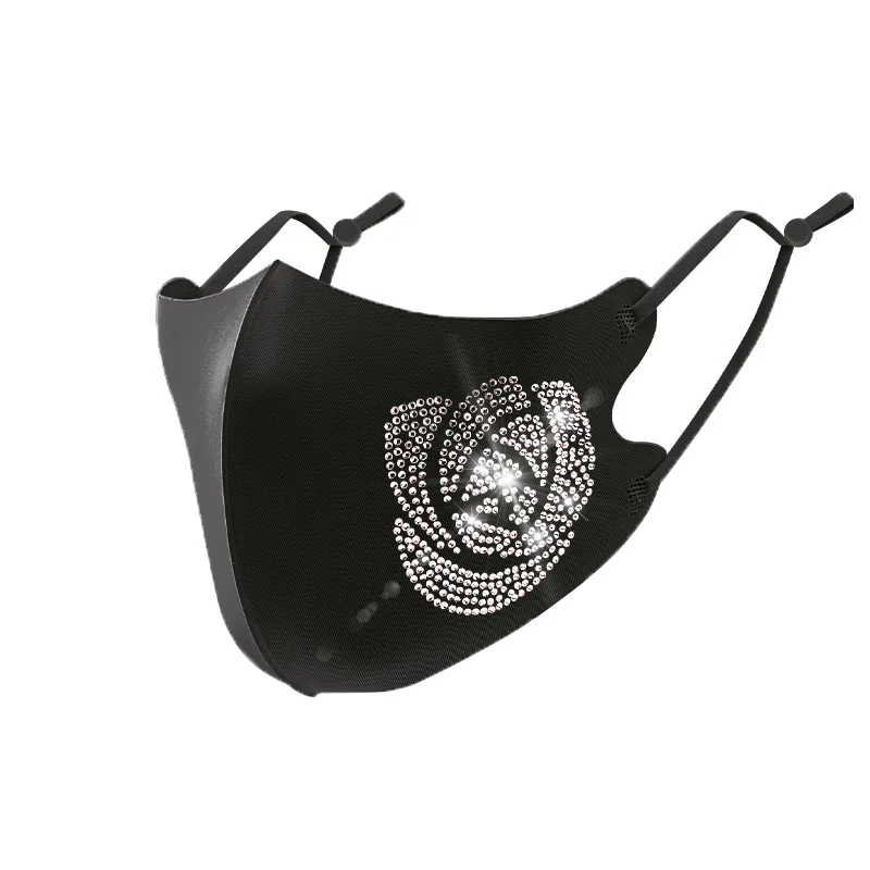 Ice Silk Rhinestone Cloth Masks Washable Rhinestone Flash Drill Summer Adult Dustproof Sunscreen Breathable Mask face mask disposable face mask cotton face mask