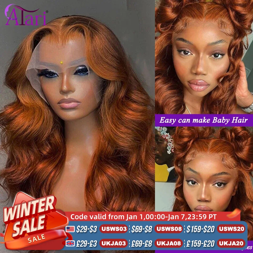 Ginger Brown Body Wave Lace Front Wig Lace Front Wigs Human Hair Wig 13X6 Transparent Lace Frontal Wig For Woman Preplucked Brazilian Remy Hair
