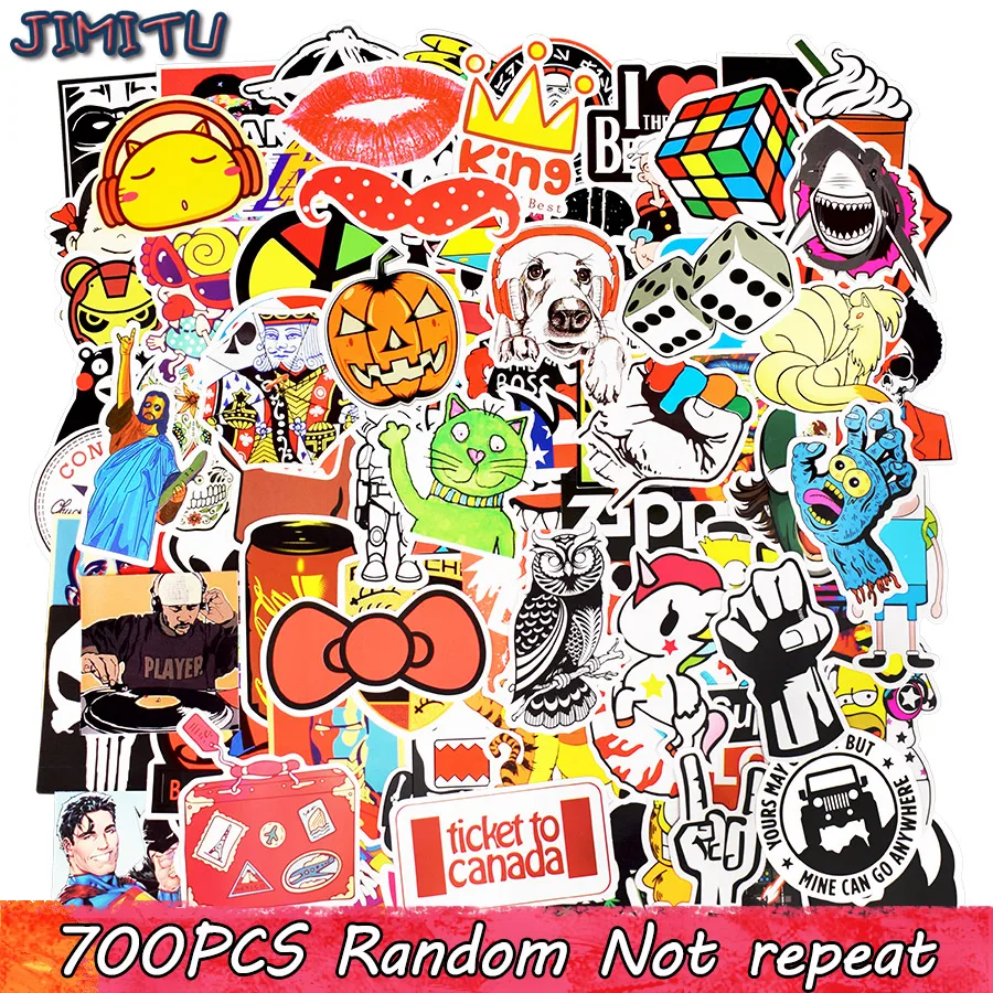 

700Pcs Random Stickers Mixed Funny JDM Kid's Toy Sticker for DIY Laptop Skateboard Luggage Car Fridge Bicycle Stickers