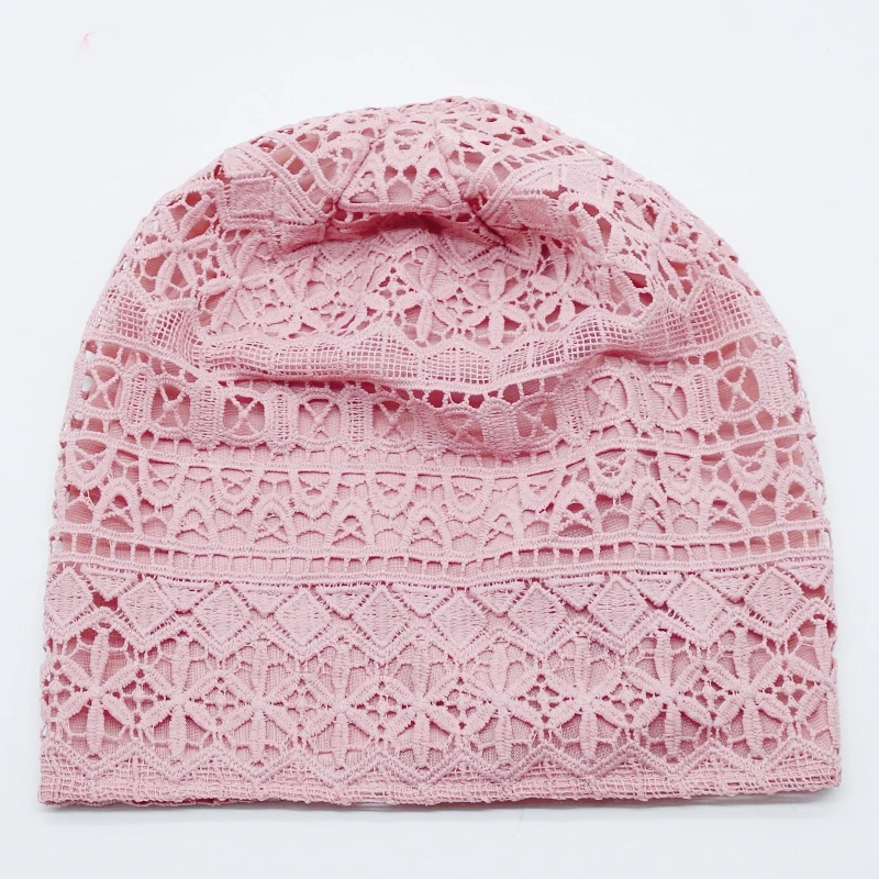 Women hats spring summer thin bonnets for women designer lace flower skullies headscarf hat autumn latest turban beanies 4