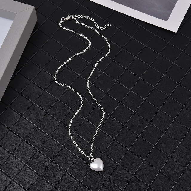 2022 New Fashion Kpop Pearl Choker Necklace Cute Double Layer Chain Pendant For Women Jewelry Girl Gift