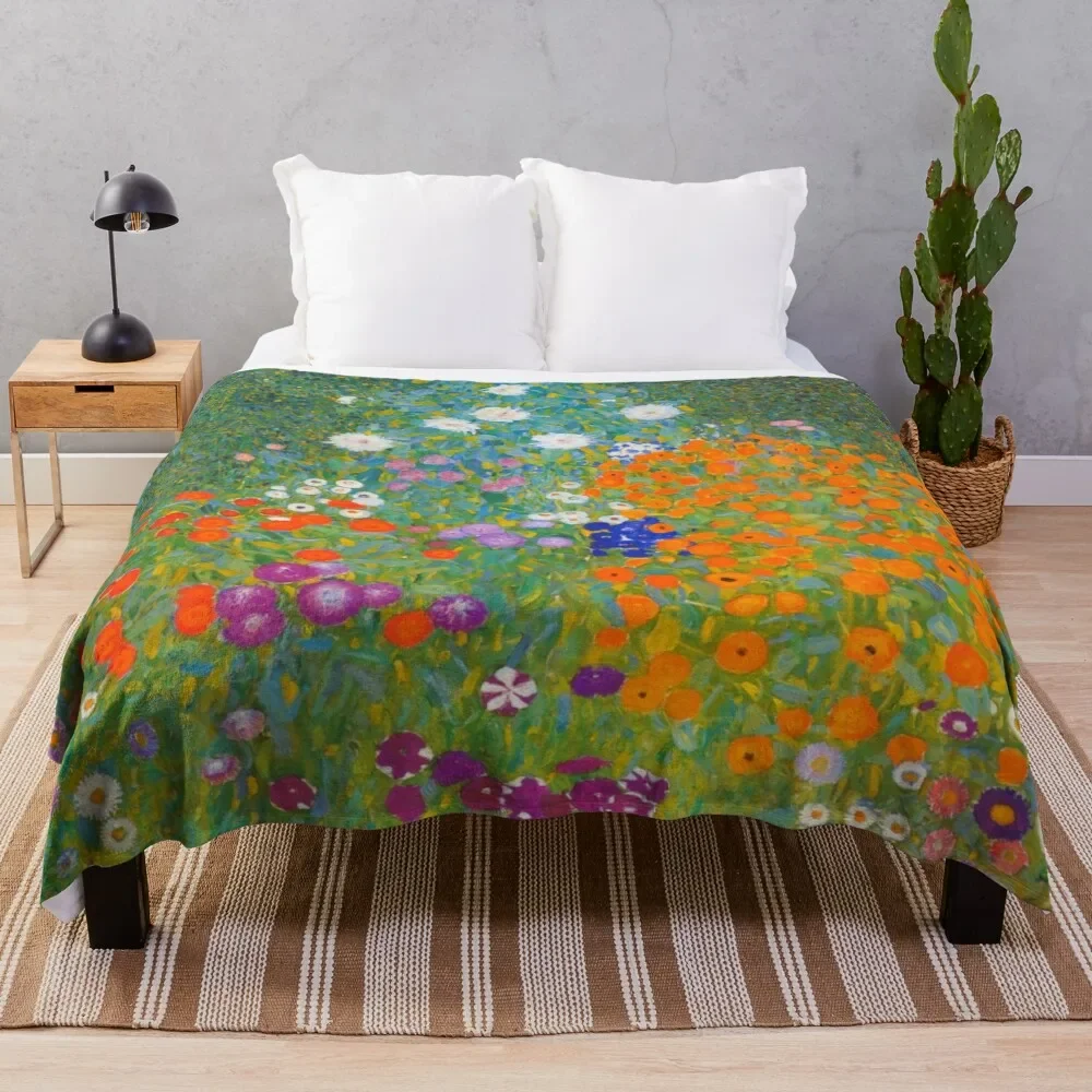 

Gustav Klimt - Blumengarten (Flower Garden) Throw Blanket Bed linens Fashion Sofa Blankets