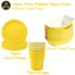 Yellow Party Supplies Tableware Set - Paper Plates, Napkins, and Cups (30pcs)