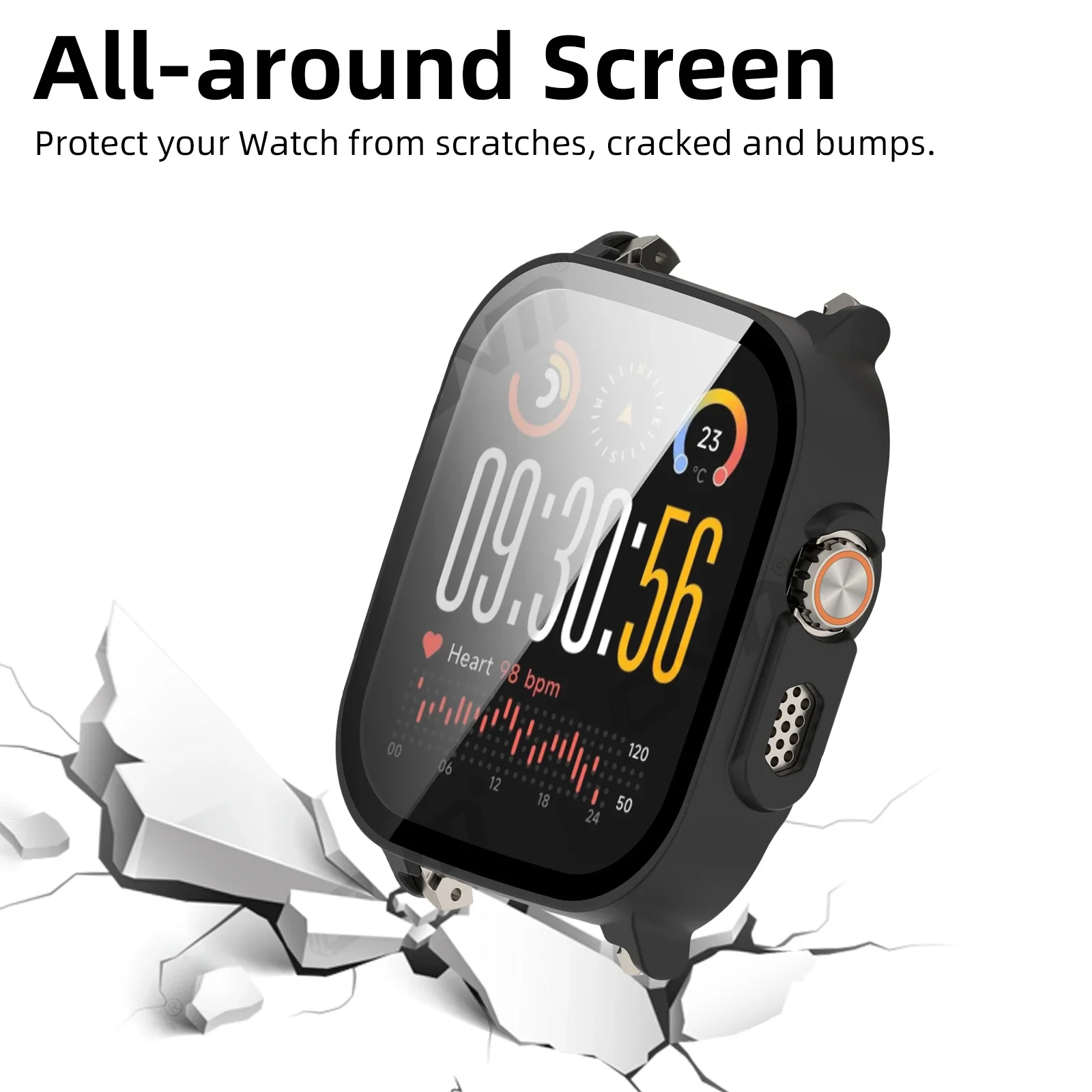 Tempered Glass Screen Protector & Hard PC Bumper Case