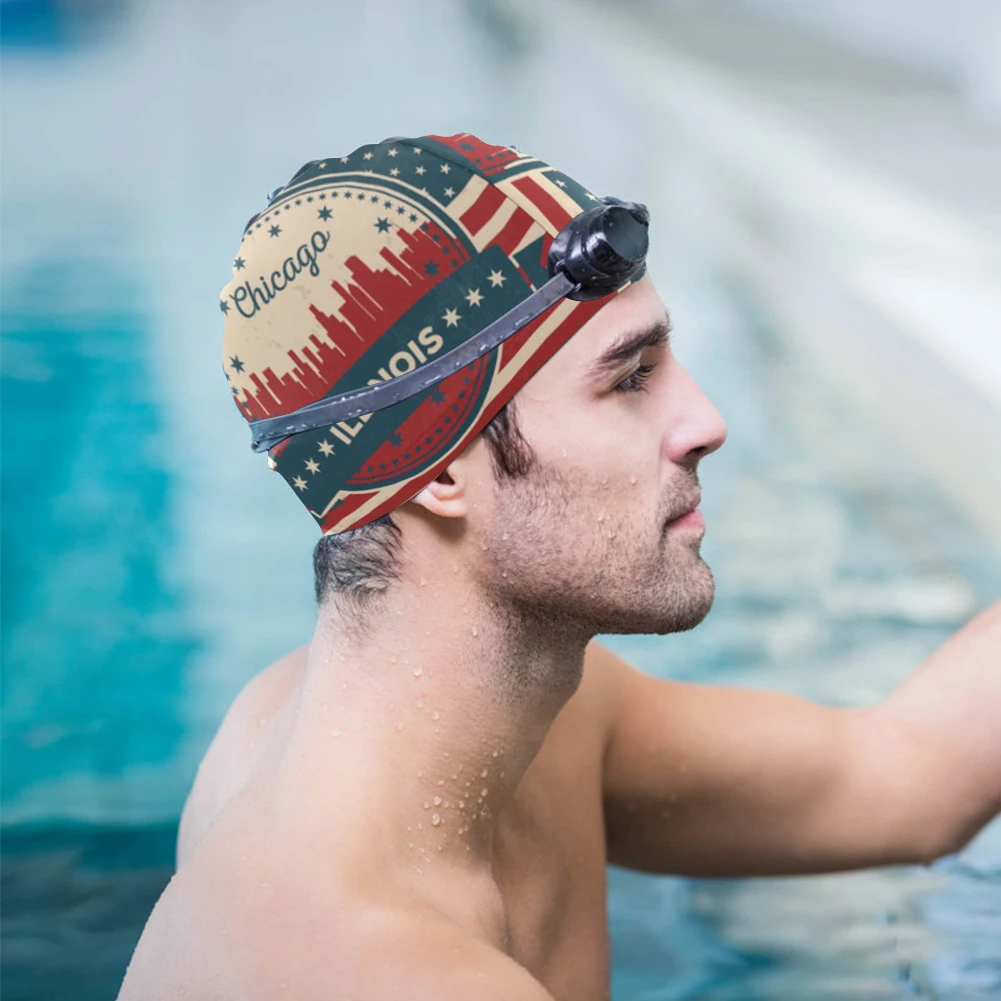 Gorros de para hombre y gorro de baño elástico, cómodo, protección las orejas para el pelo, para piscina de verano|Gorros de natación| - AliExpress