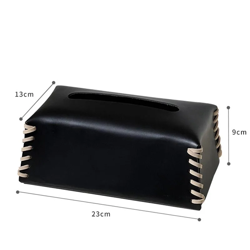 Tissue Box Luxury Woven PU Leather Napkin Case Pure Color Tissue Paper Holder Desktop Home Decoration Creative Paper Towel Cover 6