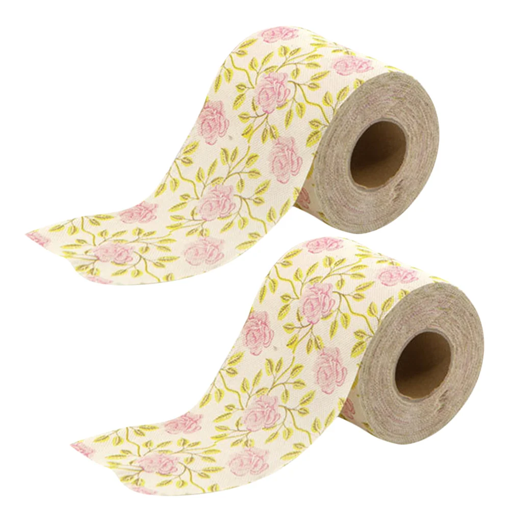 2 Rolls Decorate Printed Toilet Paper Travel Tissue Bathroom Bamboo Pulp for Camping Napkins Decorative