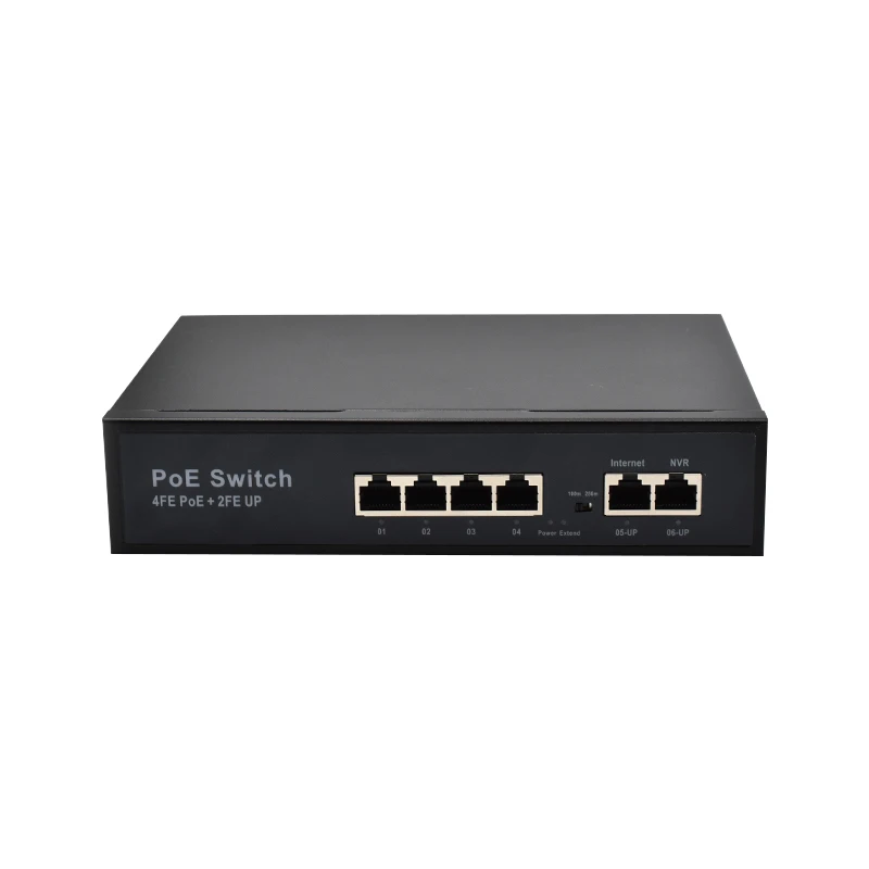 Wanglink 10/100 Switch Converter 4 Ethernet Port Small Lan Switch 2 Uplink Port POE Switch