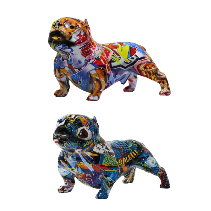 

Graffiti Bully Ornaments Color Decor Solid Realistic Dog Entrance Painted Simple Entrance Wine Cabinet Office Home Resin Crafts