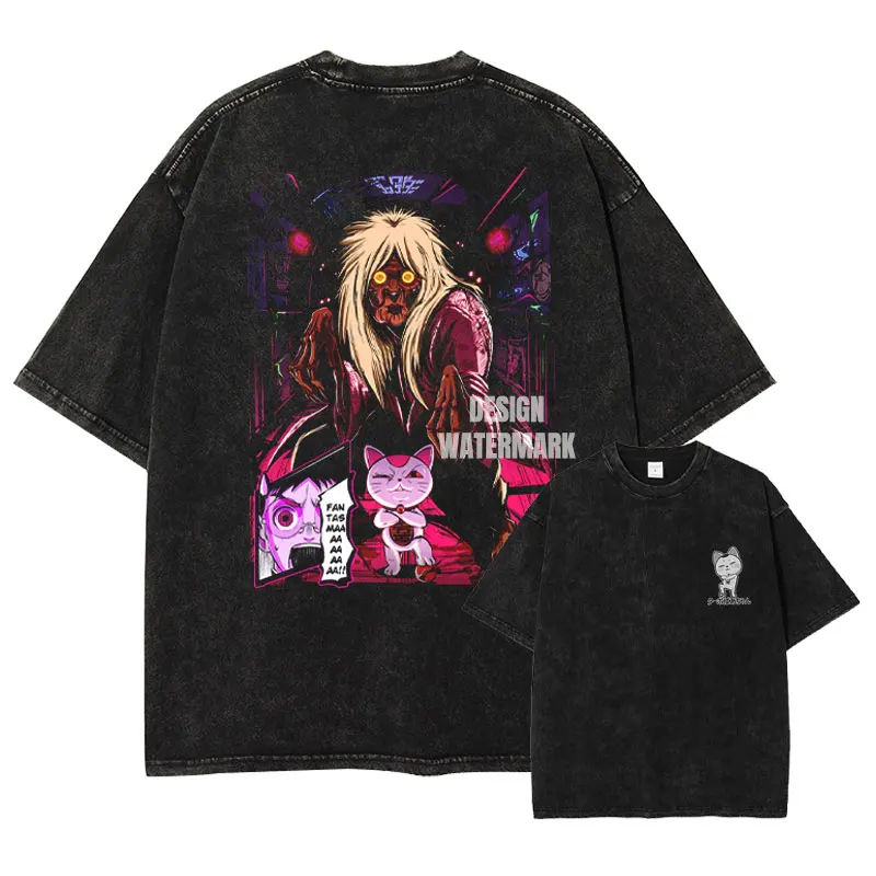 Vintage Washed Anime Streetwear T-Shirt | Manga-Inspired Design | 100% Cotton