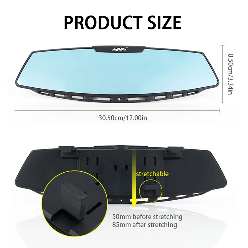 Curved Car Rear View Mirror Anti Glare Wide Angle Vision