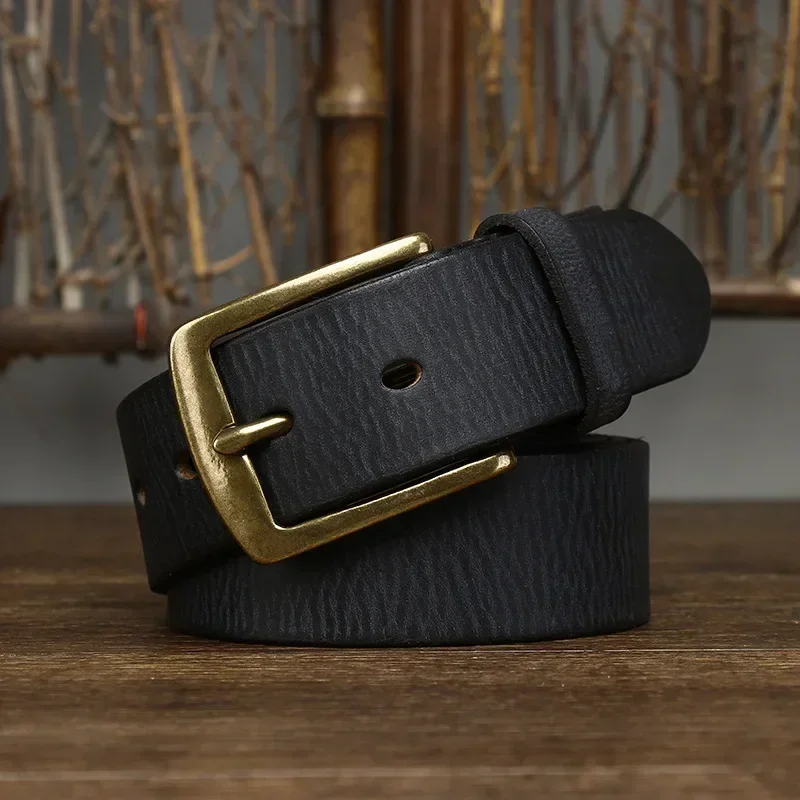 3.8CM Thick Cowhide Copper Buckle Genuine Leather Jeans Belt Men leather belt mens belt jeans belts waist belt