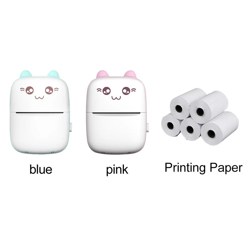 사무실용 충전식 포켓 미니 휴대용 영수증 사진 라벨, 종이 롤 1 장, 서재 열 프린터, 무선 사진