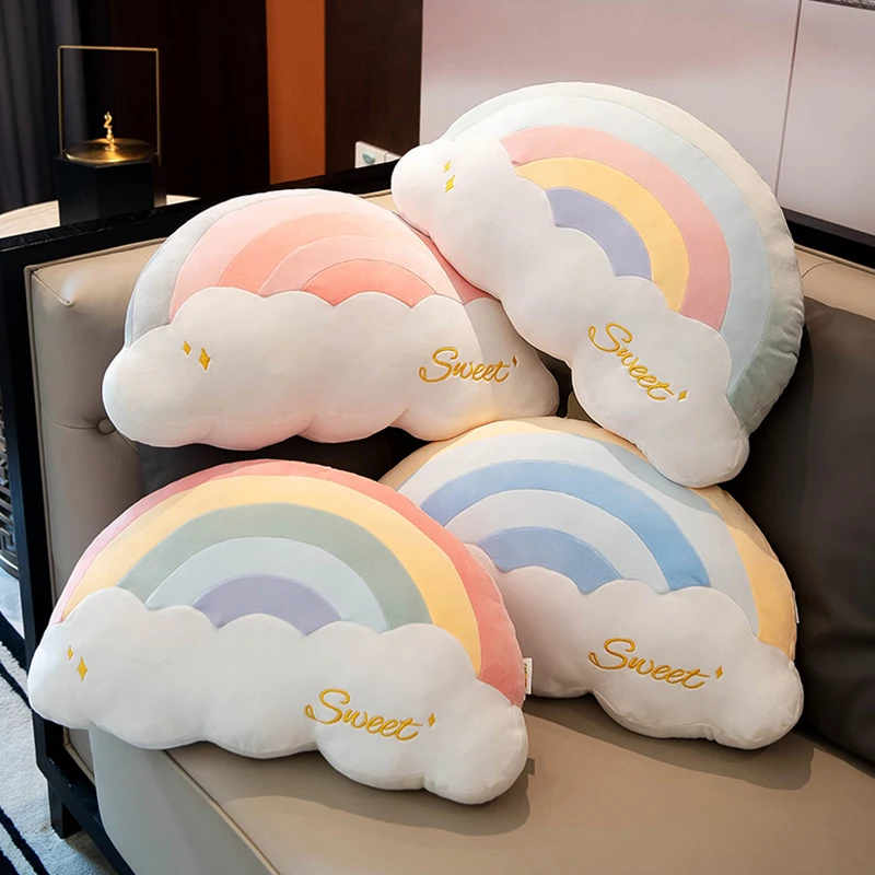 Candy Color Cloud Star Rainbow Pillow Stuffed Soft Colorful Cloud Throw Pillow Cushion Home Sofa Decor Gift for Friend