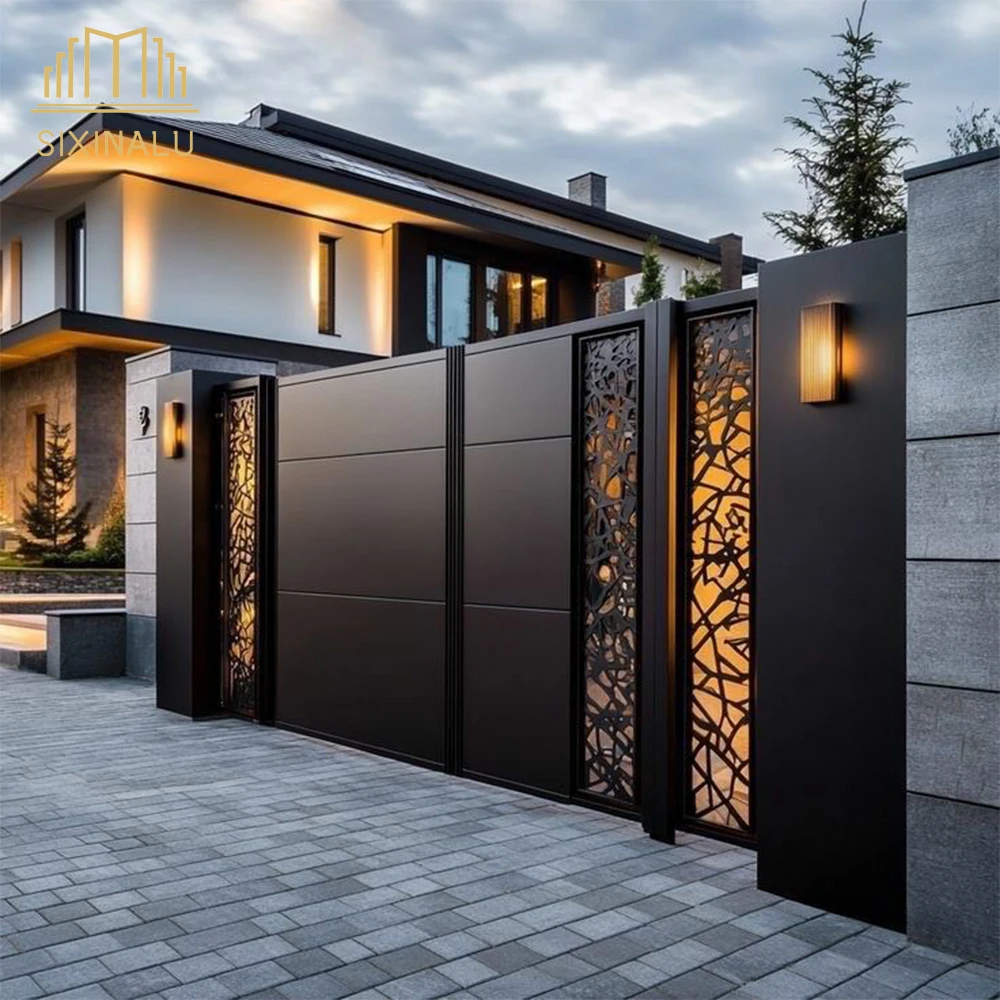 Sixinalu Casement Gates Entrance Door Panel Front Entry Exterior Interior Aluminum Door Home Improvement Decor Custom 2.2x1.2M