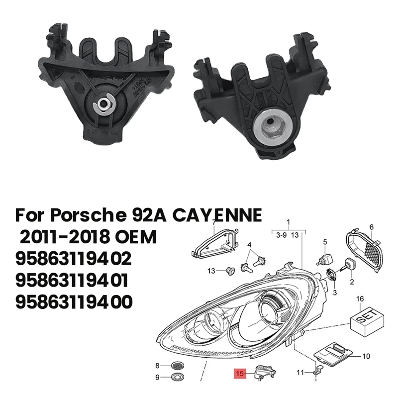 

Кронштейн передней фары 95863119402 95863119401 для Porsche 92A Cayenne 11-18, 2 шт.