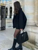 Fashion Lapel Woolen Jacket For Women 2024 Autumn Single Breasted Long Sleeve Coats Female Elegant Oversized Chic Street Outwear 2