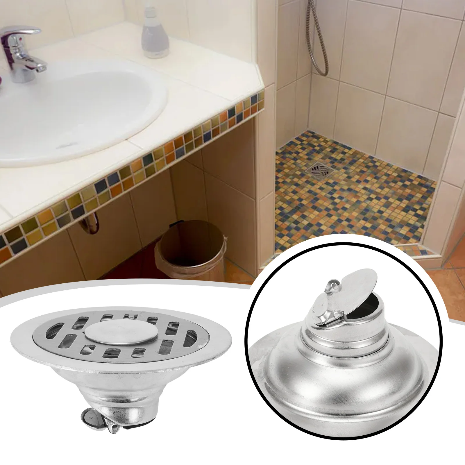 

1PCS Stainless Steel Floor Drain Smooth Handle Deodorant Anti-insect Floor Shower Water Filter Cover For Kitchen Hotel Bathroom