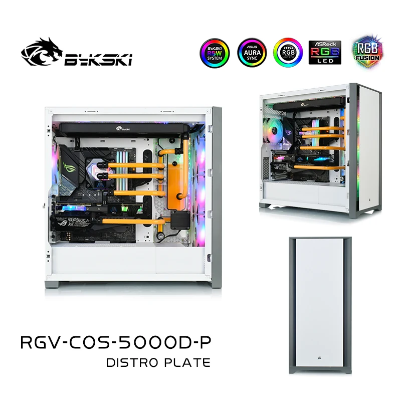 

Bykski RGV-COS-5000D-P Distro Plate For CORSAIR 5000D Case,MOD Waterway Board Reservoir Water Cooling Kit for Compute CPU GPU