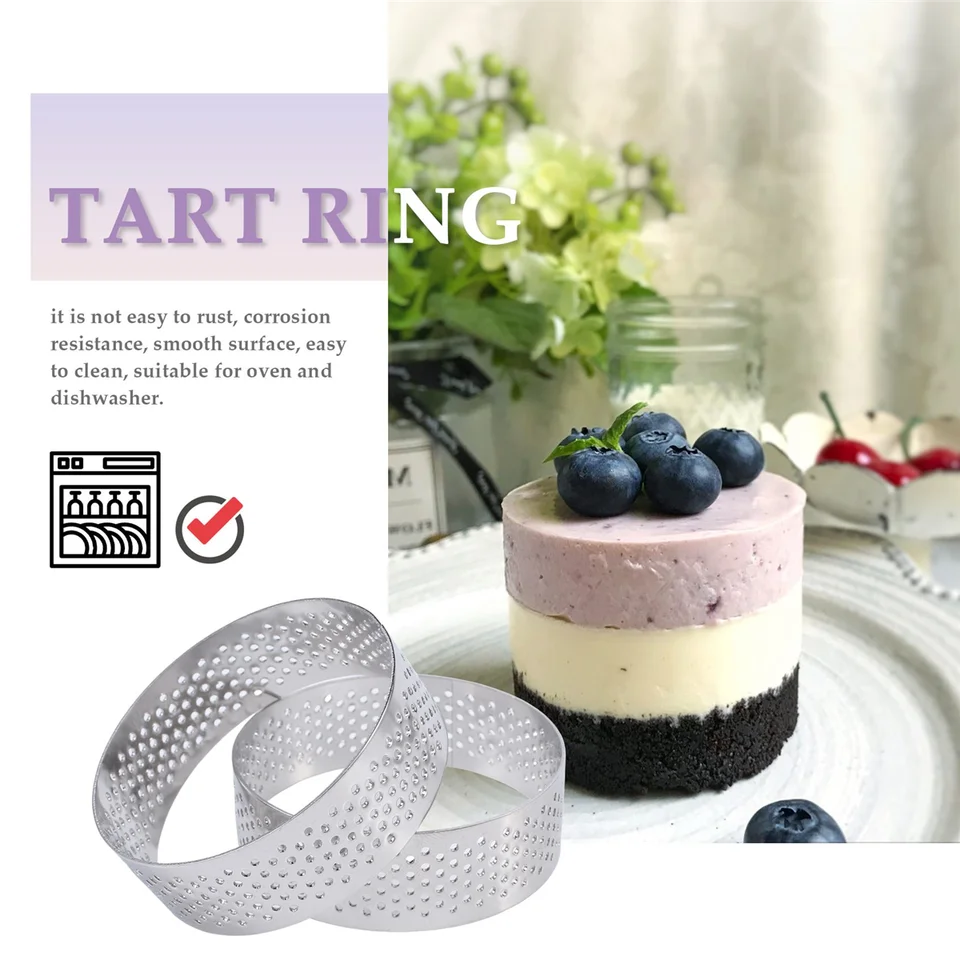 Molde perforado para tartas, 8 piezas, forma redonda, mousse, círculo, decoración de tarta (8 unidades, rectangular