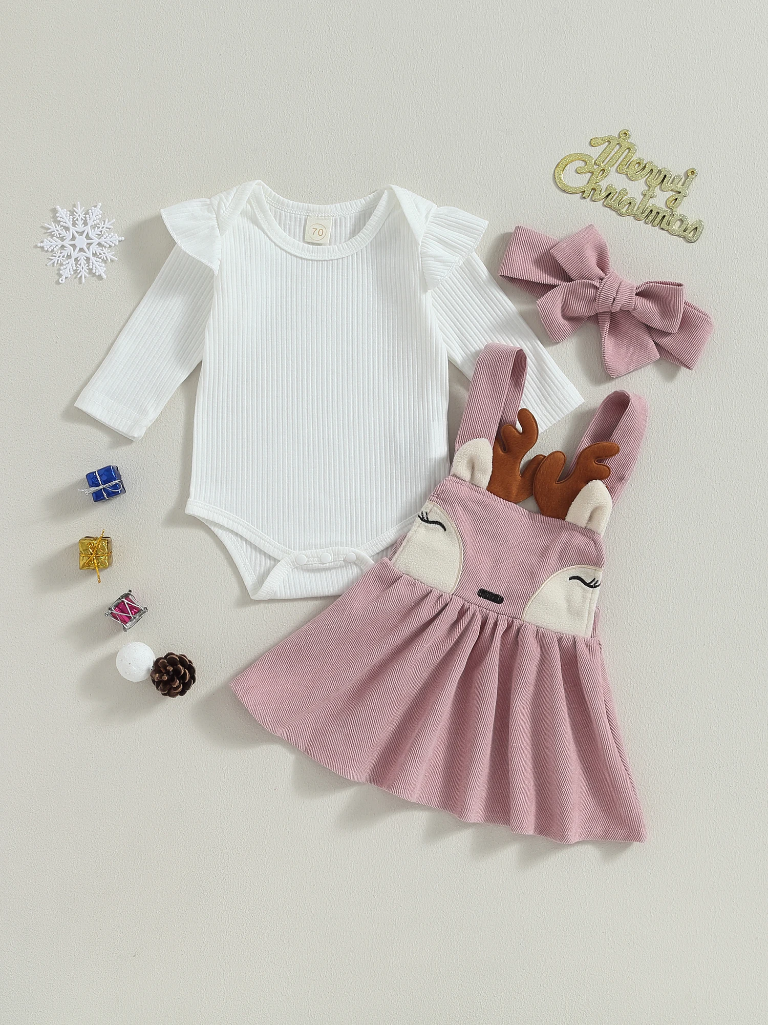 

Baby Boys Christmas Outfits Long Sleeve Bodysuit Santa Claus Pants Hat Set Newborn Clothes