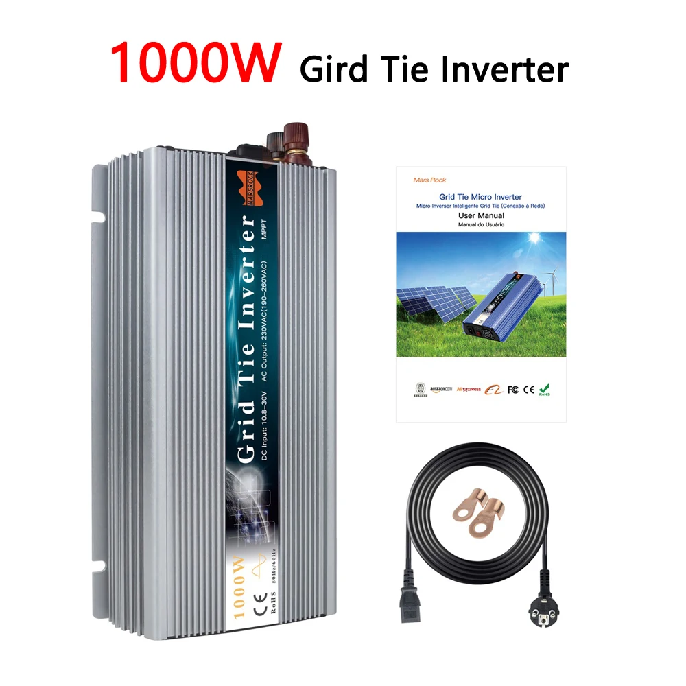 Mars Rock 1000W 24V 30V 36V Grid Tie Micro Inverter 20V-50Vdc 120V 240V Ac Funzionante Per Pannello Solare Max 1200W O Sistema Eolico