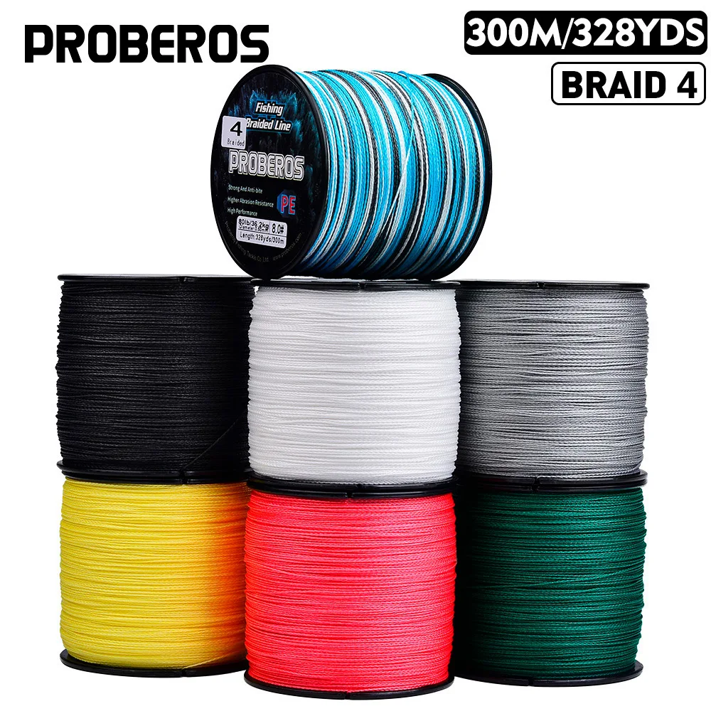 PROBEROS 300M Angelschnüre Multifilament PE-Schnur Geflochtene Angelschnur 4-fach geflochten 6-80LB Angelschnur Angelausrüstung Großhandel – Detail 10