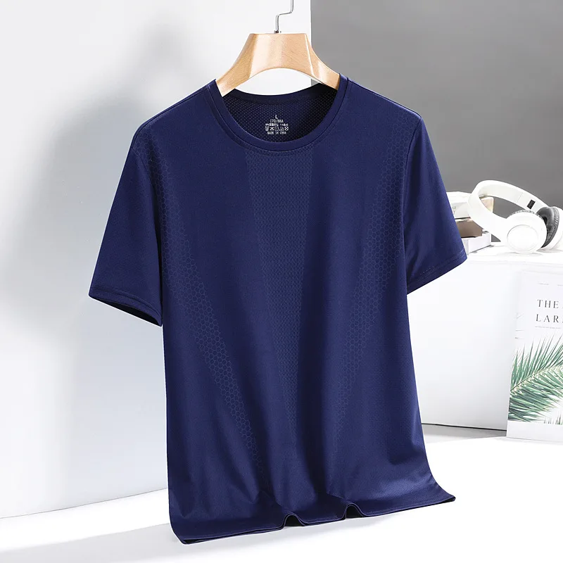 Men's Short-Sleeved T-Shirt Pajamas Tops Men's Summer Thin Casual Ice Silk Half-Sleeved Body Shirts Ice Feeling Tops