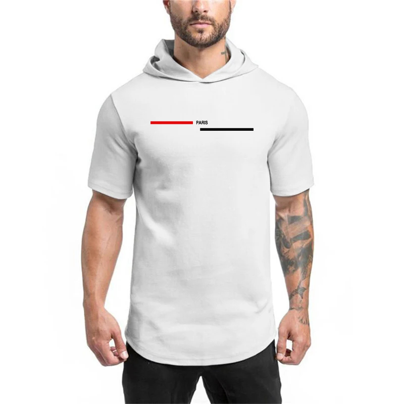 체육관 보디빌딩 패션 후드 티셔츠, 남성용 스포츠 반팔, 피트니스 운동 근육 셔츠, 통기성 면, 여름 후드 Best5 체육관 보디빌딩 패션 후드 티셔츠, 남성용 스포츠 반팔, 피트니스 운동 근육 셔츠, 통기성 면, 여름 후드 Best5