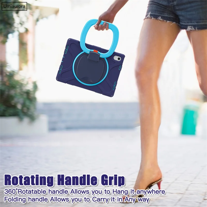 Enhanced Shockproof Tablet Case with 360° Rotating Handle and Stand