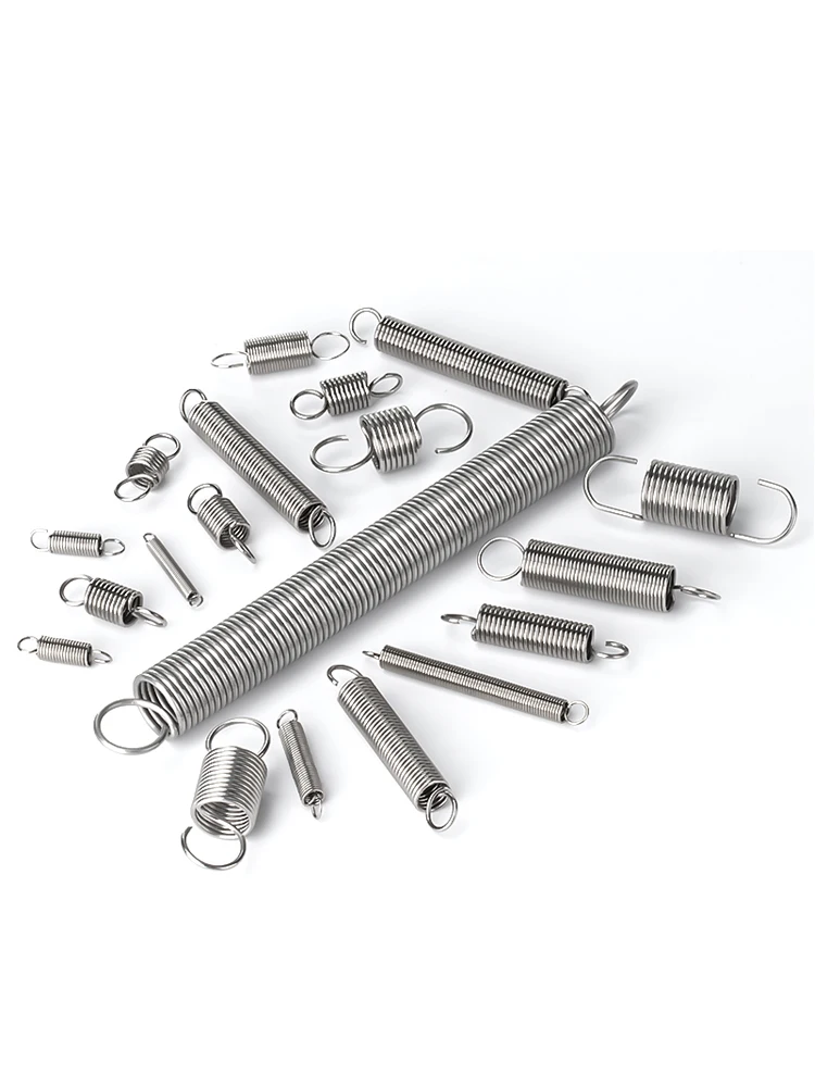5pcs 1.0mm Stainless Steel Tension Spring with O hook extension spring free lengh 15-120mm