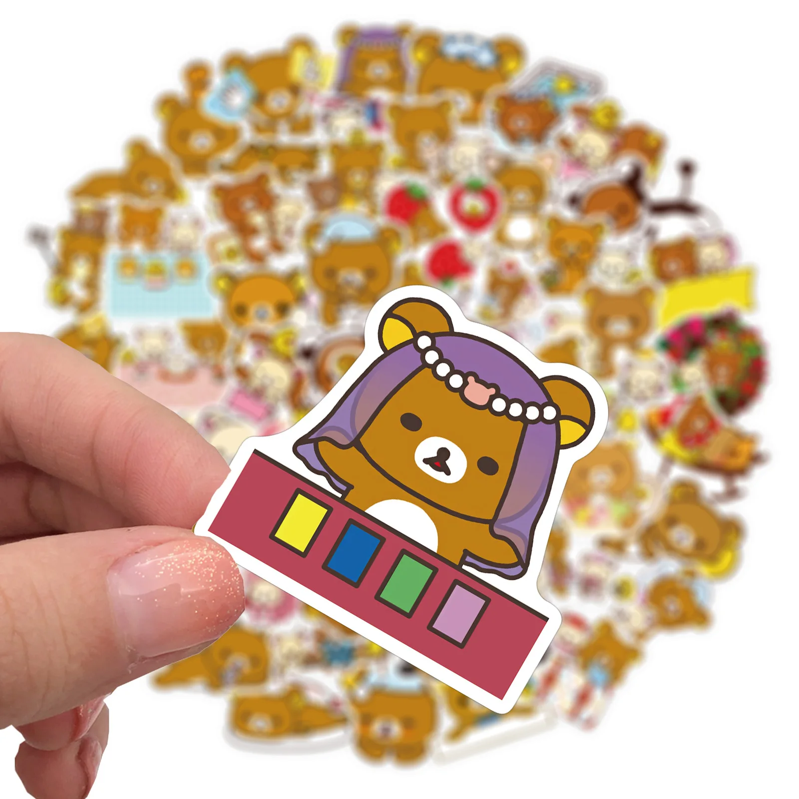 50/100PCS Kawaii Rilakkuma Bear Cute Cartoon Stickers for Guitar DIY TOY Bicycle Skateboard Laptop Luggage Decor 4