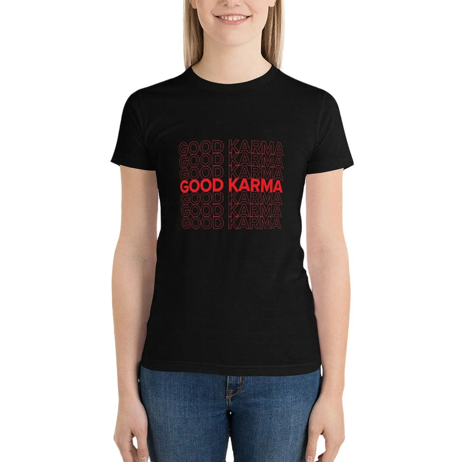 

Футболка GOOD KARMA корейская мода кавайная одежда женские свободные топы для тренировок