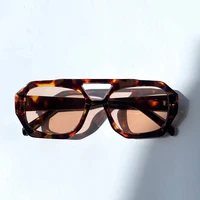 Lunettes de soleil rétro à Double pont pour femmes, grande monture, léopard, thé, dégradé de nuances, mode luxe, styliste pour hommes 3