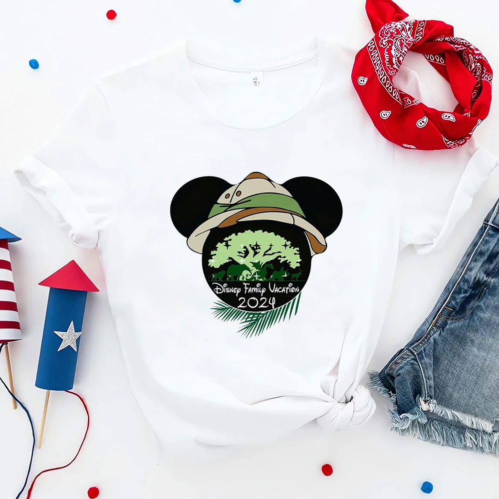 

Disney Animal Kingdom Mickey Clothes 2024 Summer Casual Vacation T Shirt Women Fashion Trend Harajuku T-shirt Female Dropship