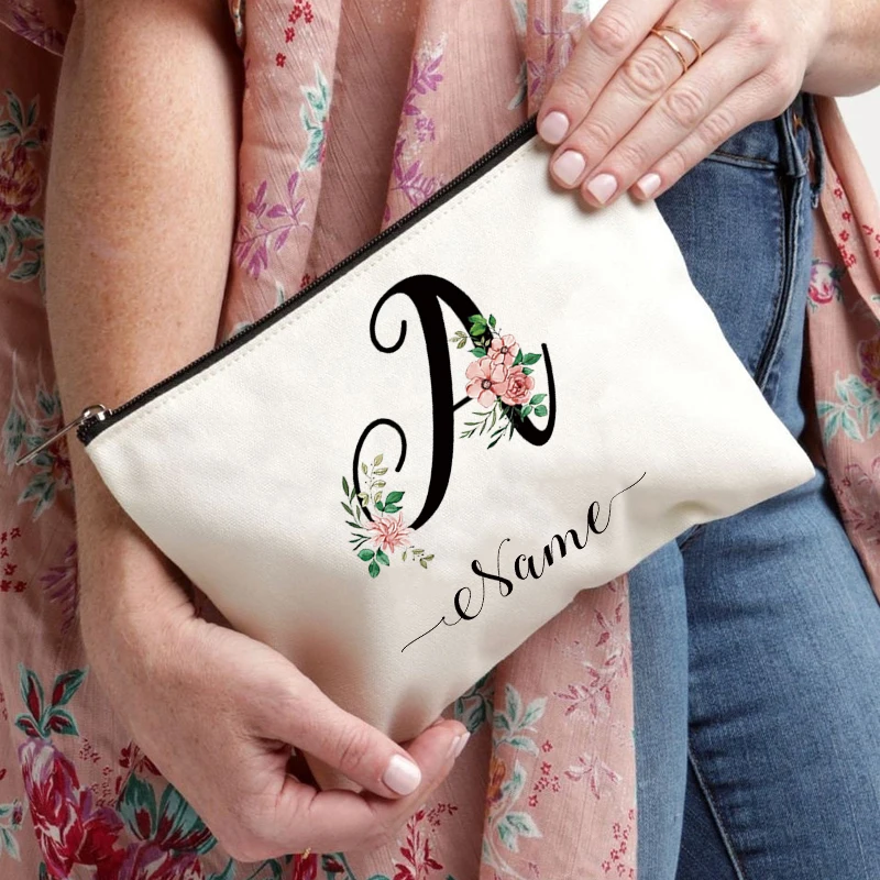 Makeup Organizer Cosmetic Bag Pencil Case Cosmetic Storage Bag Makeup Bag Cosmetic Case Letter Aesthetics Personalized Name Makeup Bag