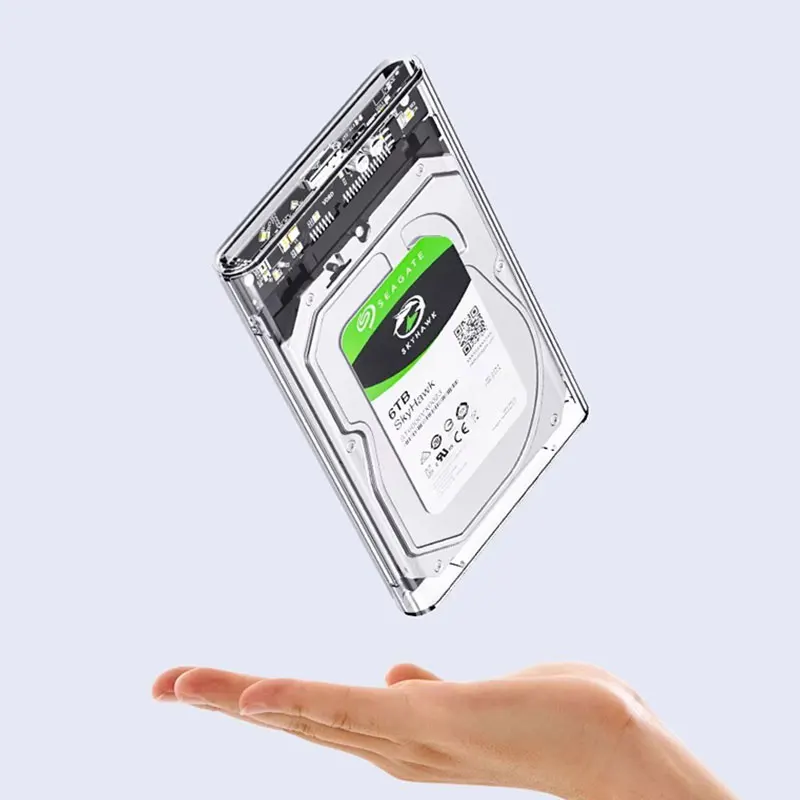 USB 3.0 Transparent HDD Enclosure 2.5" ,Type C Micro Cable External Hard Drive Disk Case 2.5 Inch SATA Box HDD SSD Computer