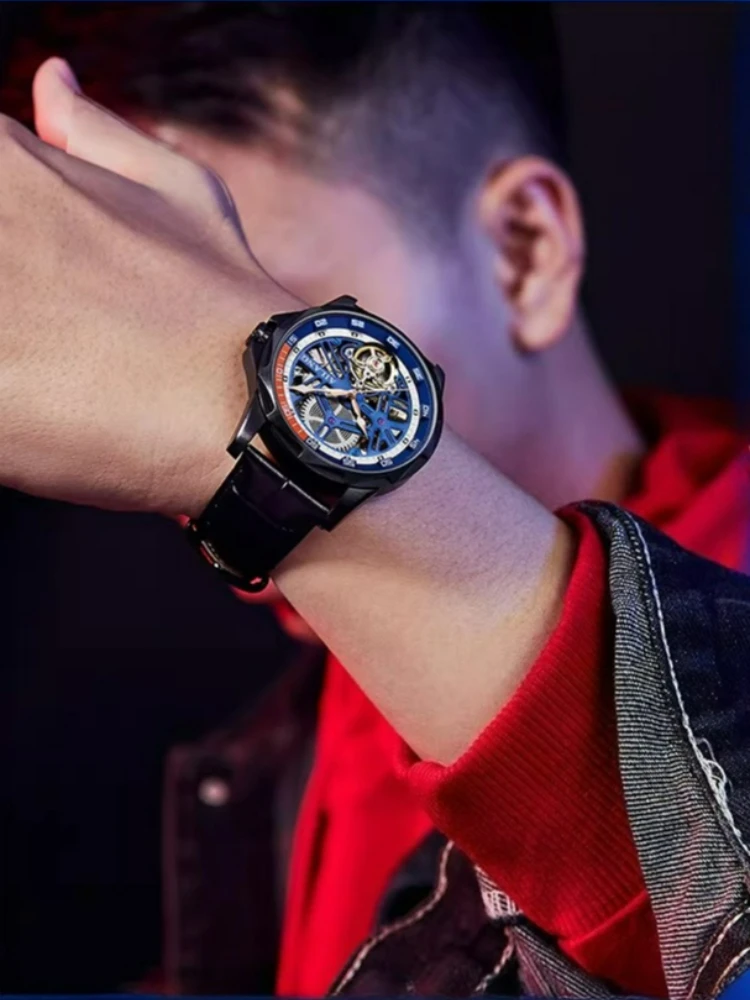 AILANG Luxus Herren Automatik-Mechanische Uhr Skelett Tourbillon Armbanduhr Wasserdicht Sport Mode Casual Zeitmesser für Männer – Detail 8