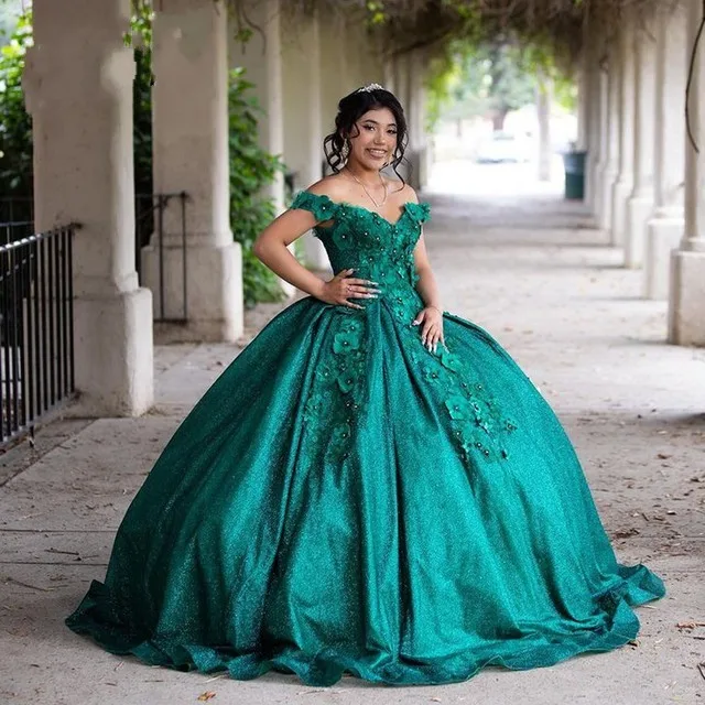 ANGELSBRIDEP Sky Blue Quinceanera Dresses Ball Gown Beaded 3D Flowers Vestidos 15th Birthday Party Princess Sweet 16 Dress