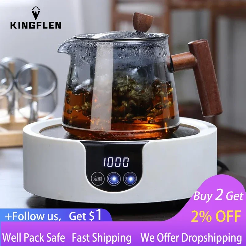 

Hot Heat Resistant Glass Teapot With Stainless Steel Infuser Heated Container Tea Pot Good Clear Kettle Square Filter Baskets