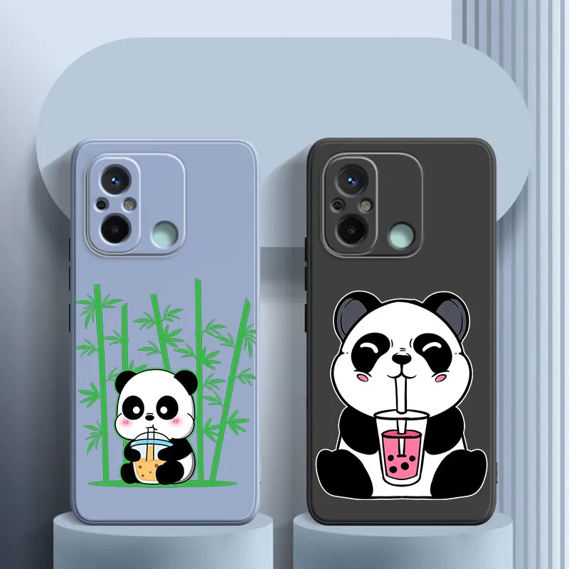 Milk Tea Panda Custodia In Silicone Liquido Per Xiaomi Redmi 9A 9C 9T 10A 10C 11A 12C A1 Plus A2 4G Mi 11T 12T 12S Pro 11 12 13 Lite 12X