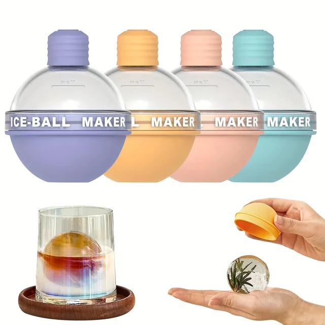 4Pcs Ice Cube Mold Round Ice Hockey Premium Silicone Ice Sphere Molds Seamless 2.5in Ice Balls Kitchen Must-Have for Chilled