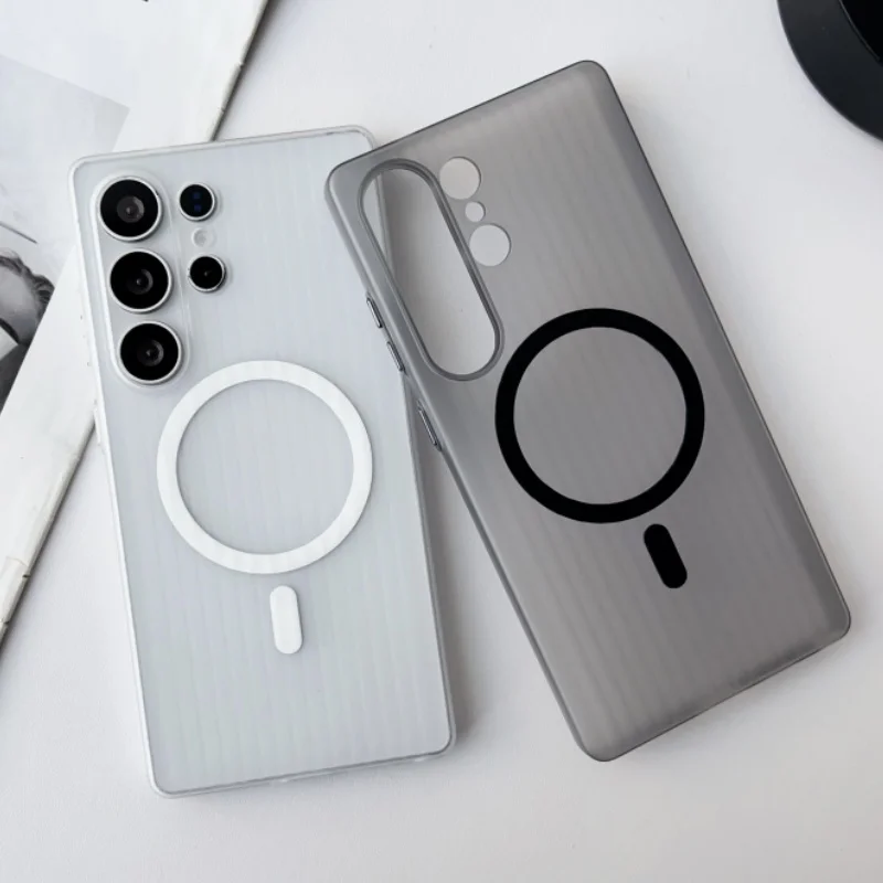 Elegant Slim Clear Striped Shockproof Magnetic Phone Case