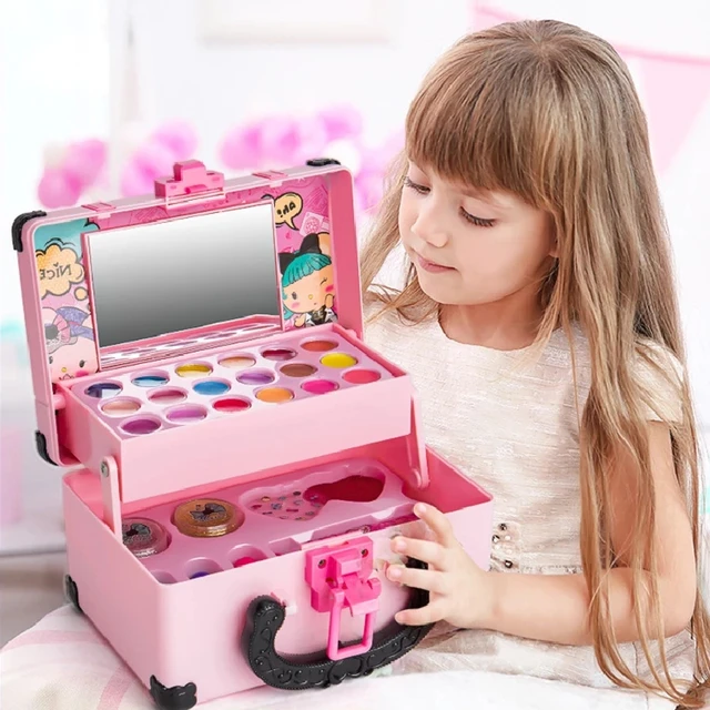 Kids Pretend Makeup Kit Washable Make-up Toys Girls Play Set