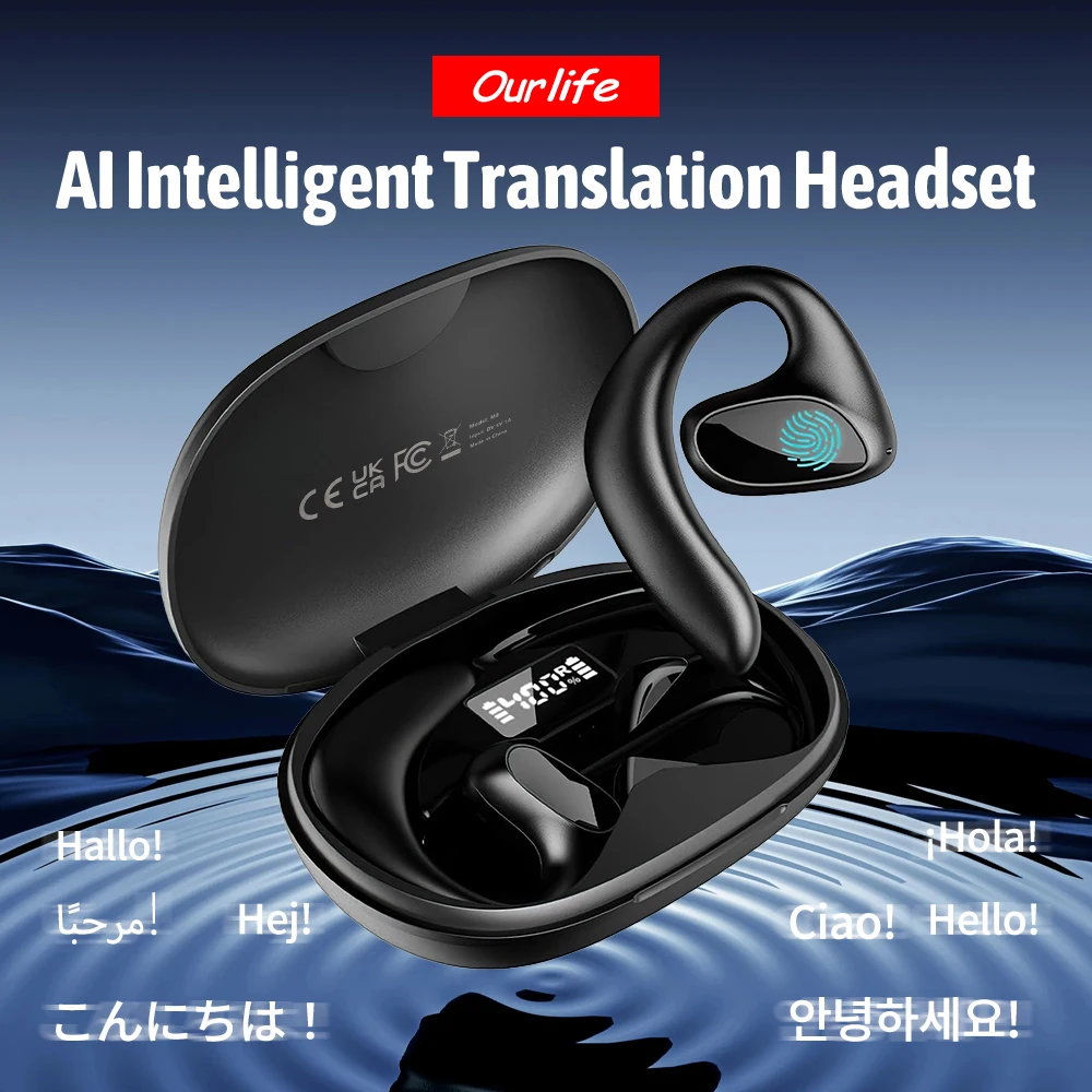 M8 Smart Voice Translator Wireless Bluetooth Earphones Translation Headphones 144 Languages instant Translate Voice Translator