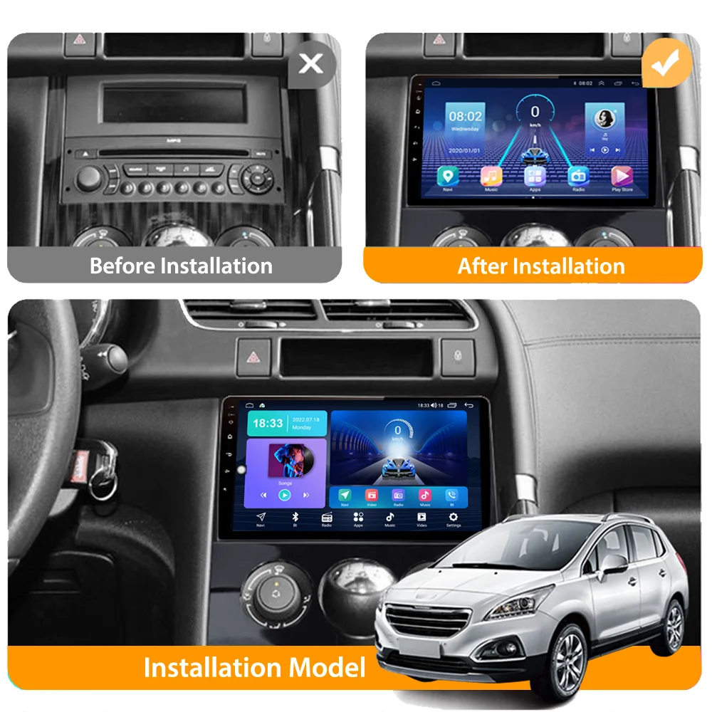 GPS Navigation System For Peugeot 3008 2009-2015 2 Din Android 4G WiFi Car  Multimedia Player Auto Stereo FM Radio Head Unit