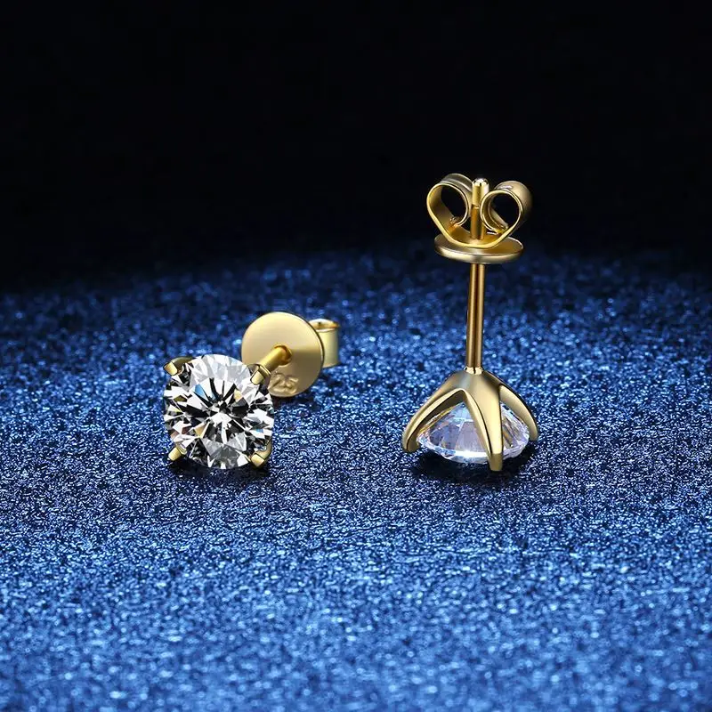Фото Роскошные бриллиантовые серьги EWYA 0,4-4CT D с цветным муассанитом для женщин, ювелирные изделия для вечеривечерние, серьги из стерлингового серебра 925 пробы с 4 зубцами №4