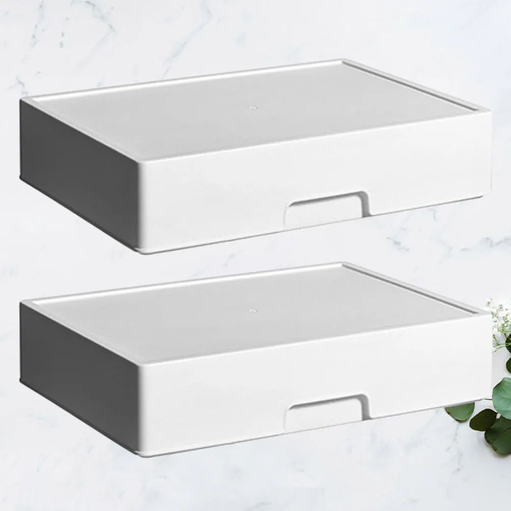 2개 세트 서랍 정리함 플라스틱 고급 소재 라벨 부착 컴팩트 박스 가정 및 사무실용 깔끔한 서랍 솔루션 작은 물건 정리