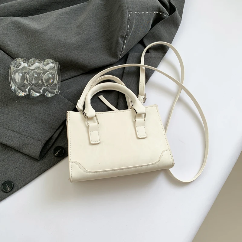 Women Fashion Shoulder Bag Solid Color Square Crossbody Bag Adjustable Strap Zipper Satchel Bag Ladies Commute Bag